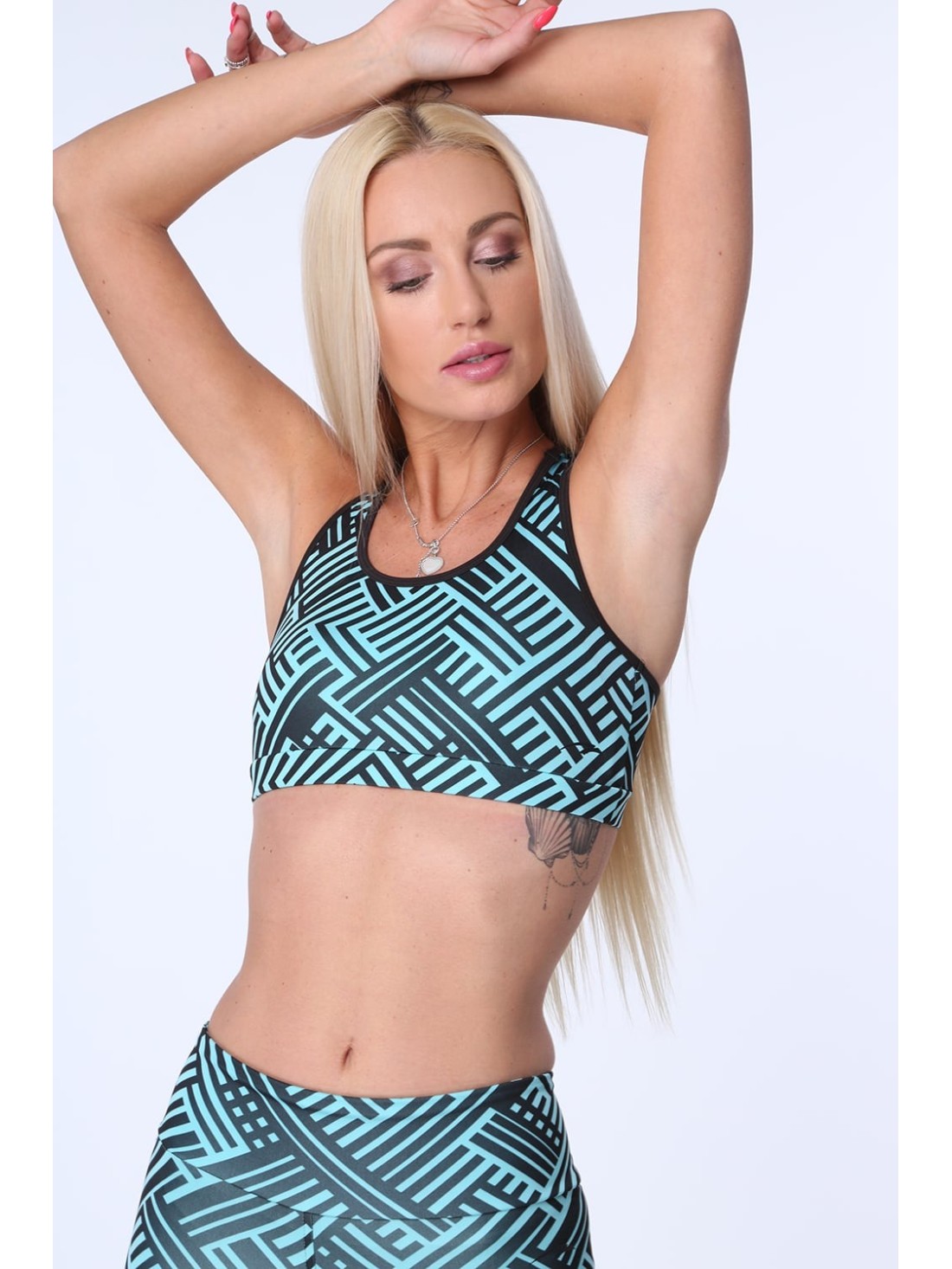 Top sport cu forme geometrice, turcoaz MR15501 - Magazin online - Boutique